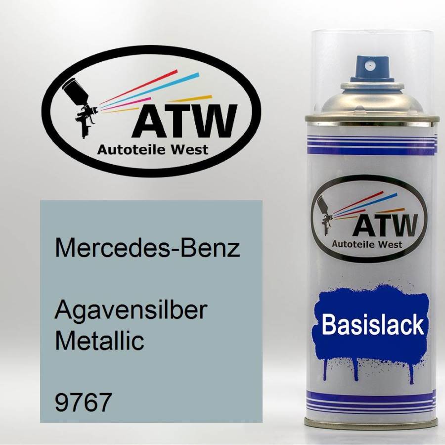 Mercedes-Benz, Agavensilber Metallic, 9767: 400ml Sprühdose, von ATW Autoteile West.